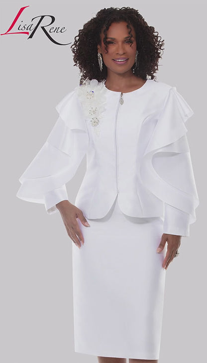Lisa Rene 3385-WHT Church Suit