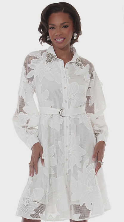 Love The Queen 17648-WHT Church Dress