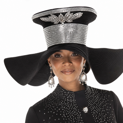 Donna Vinci 12301-H-BLK Church Hat