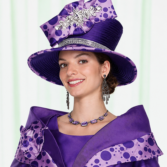 Champagne Italy 6014-PUR Church Hat