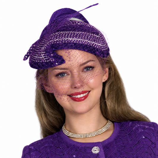 Lily and Taylor H480-HAT-PUR Church Hat