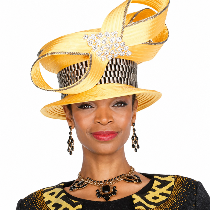 Champagne Italy Knit 5951-BLK-QS Church Hat