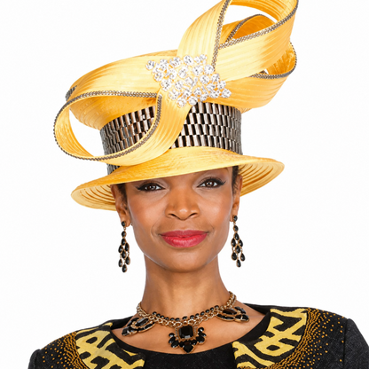 Champagne Italy Knit 5951-BLK-QS Church Hat