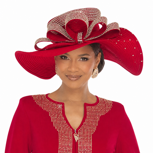 Donna Vinci 13475-RED-H Church Hat