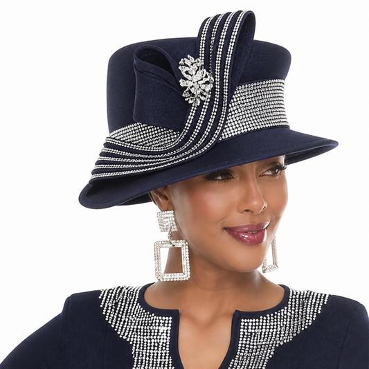 Donna Vinci 13475-NVY-H Church Hat