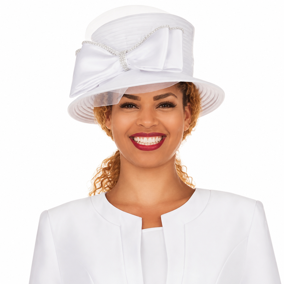 Giovanna 0980-WHT-H Womens Church Hat