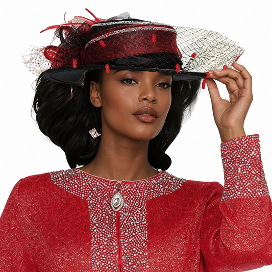 Elite Champagne Knit 5961-RED-IH Church Hat