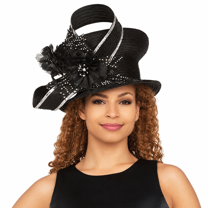 Giovanna D1538-BLK-H Church Hat