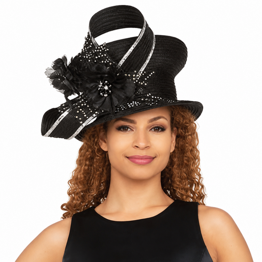 Giovanna D1538-BLK-H Church Hat