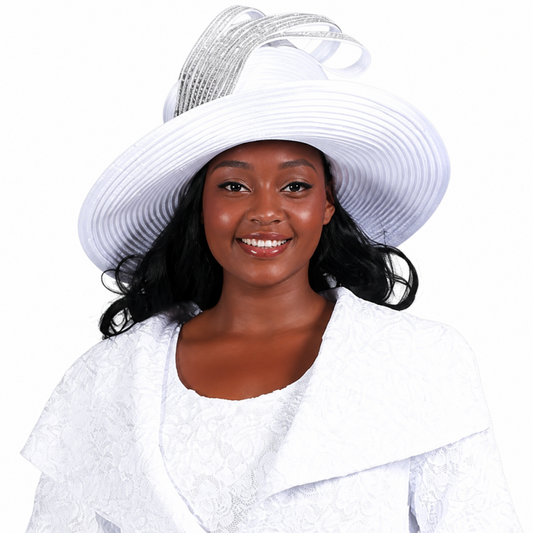 Giovanna 0958-WHT-H Church Hat