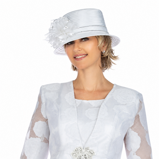 Giovanna D1345-WHT Ladies Church Hat