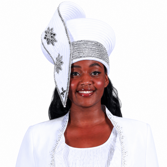 Giovanna 1212-WHT-H Church Hat