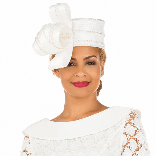 Giovanna D7210-WHT-H Church Hat