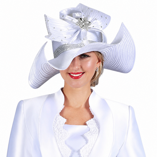 Giovanna G1229-WHT-H Church Hat