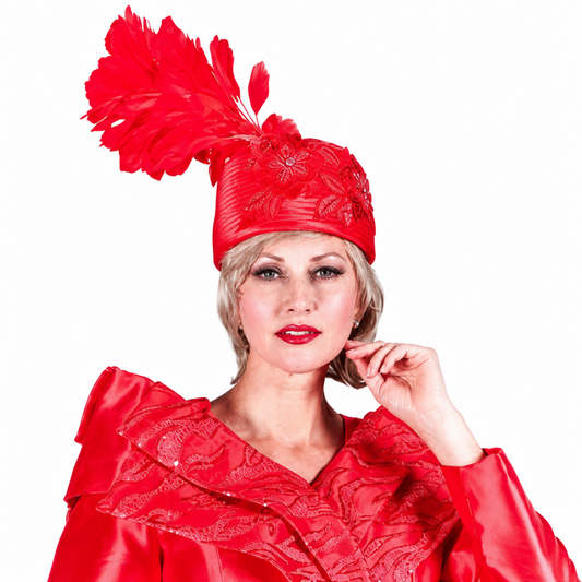 Giovanna 1211-RED-H Church Hat