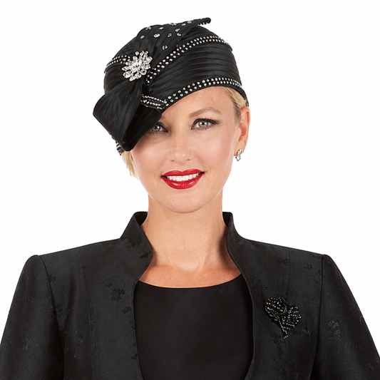 Giovanna 1154-BLK-H Church Hat