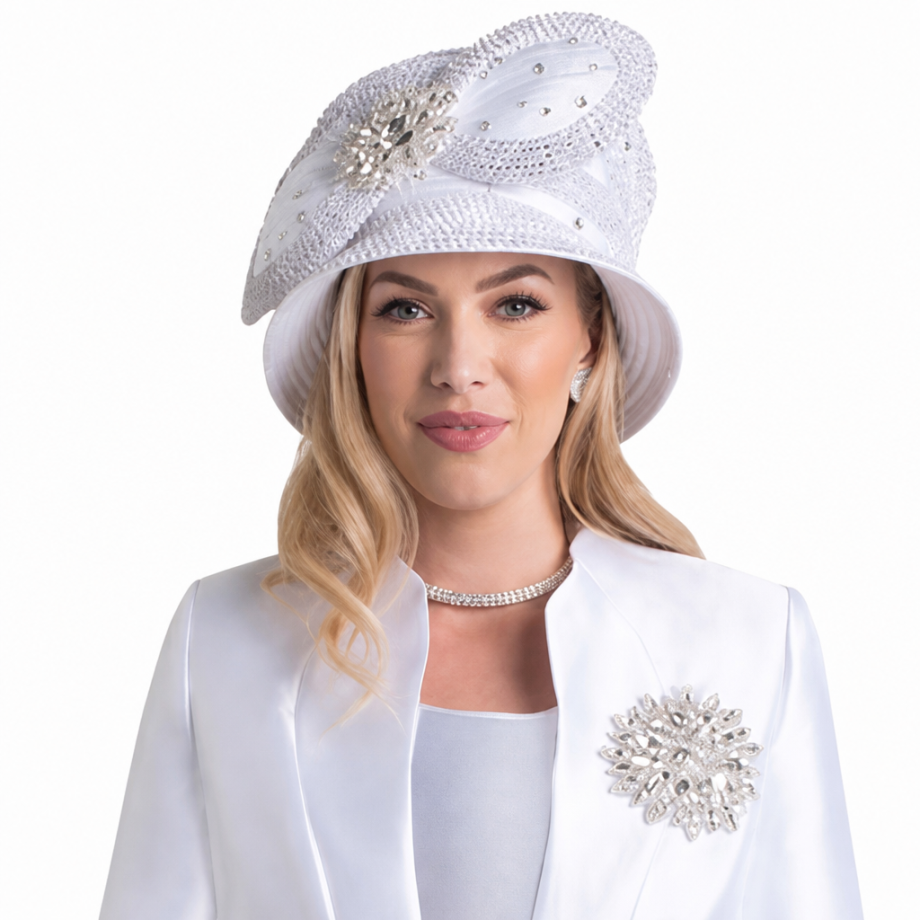Lily And Taylor 4140-WHT Church Suit - Hat
