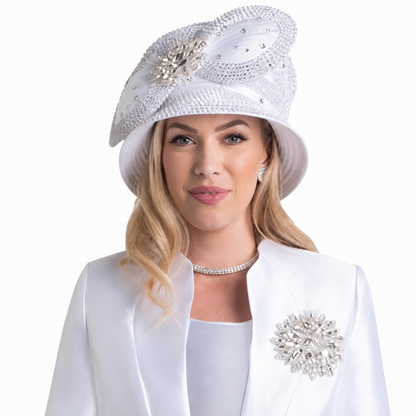 Lily And Taylor 4140-WHT Church Suit - Hat