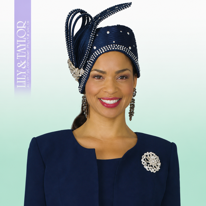 Lily And Taylor 3052-NVY Church Hat