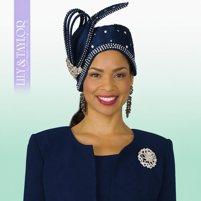 Lily And Taylor 3052-NVY Church Hat