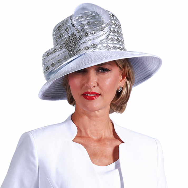 Giovanna S0753-WHT-H Ladies Church Pant Suit-Hat