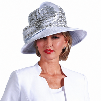 Giovanna S0753-WHT-H Ladies Church Pant Suit-Hat