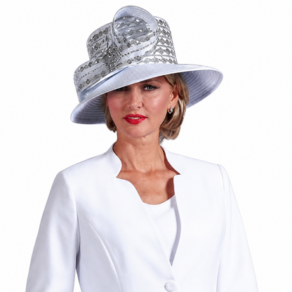 Giovanna S0753-WHT-H Ladies Church Pant Suit-Hat