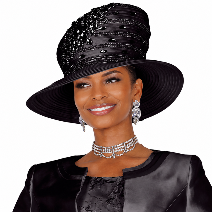Elite Champagne 6461-BLK-H Church Hat