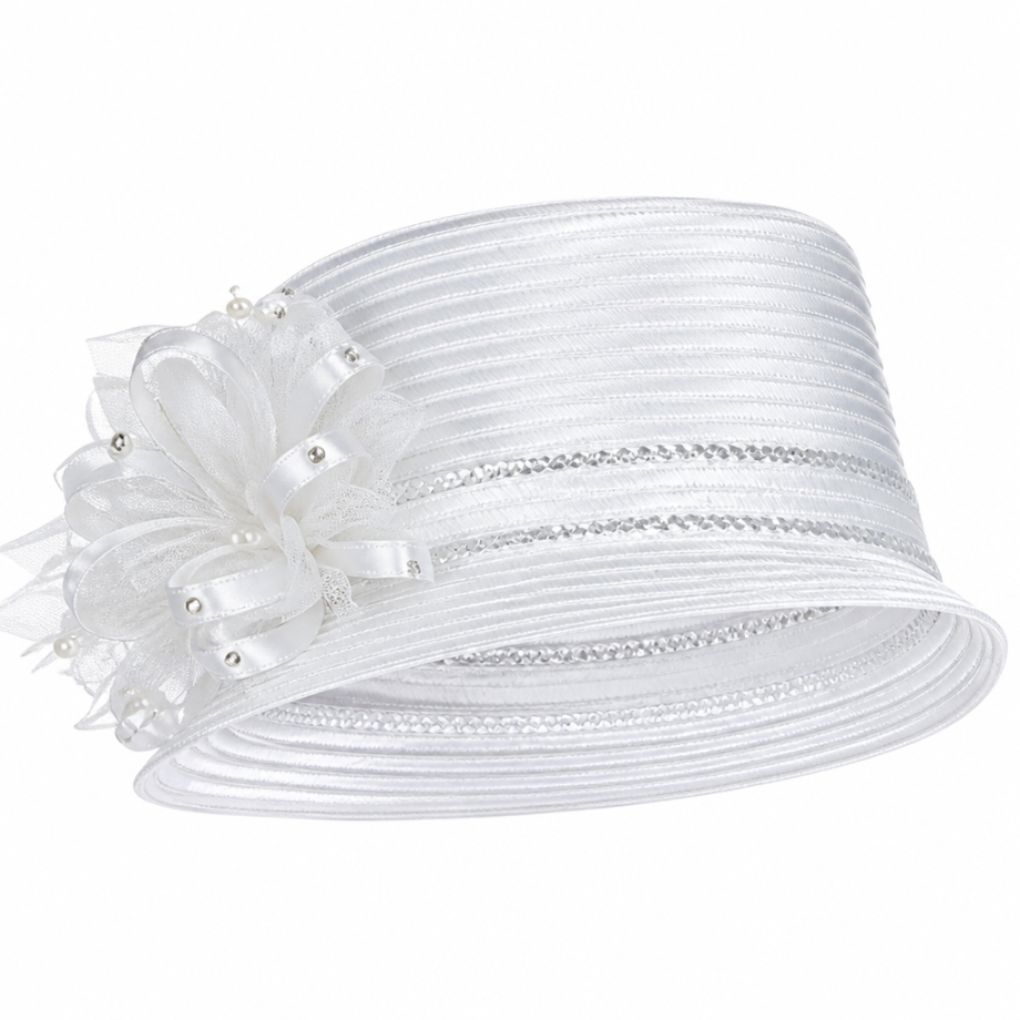 Giovanna D1345-WHT Ladies Church Hat
