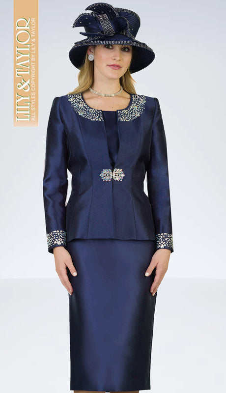 Lily And Taylor 3800-NVY Church Suit