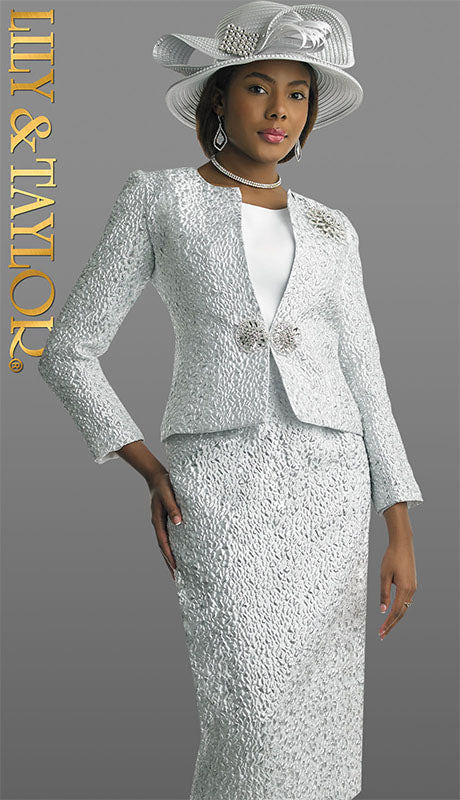 Lily And Taylor 4863-WHT Church Suit-Hat