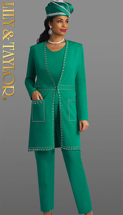 Lily And Taylor 783-EMR Ladies Pant Suit