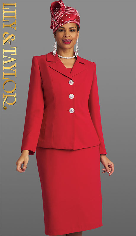 Lily And Taylor 3895-RED Church Suit