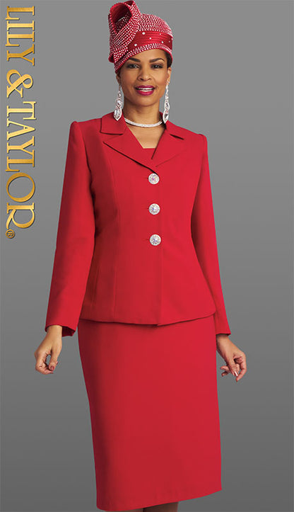 Lily And Taylor 3895-RED-H Church Suit-Hat