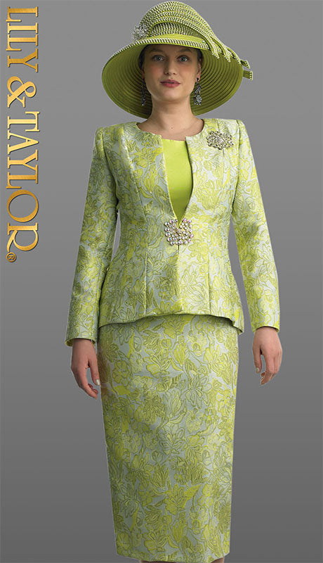 Lily And Taylor 4869-LIME Church Suit-Hat