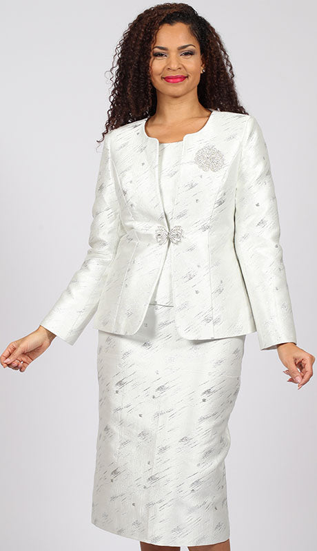 Diana Couture 8872-SIL Church Suit