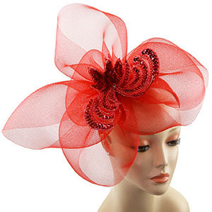 278HB-RED Sunday Fascinator