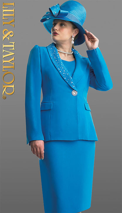 Lily And Taylor 4891-TUR Church Suit-Hat