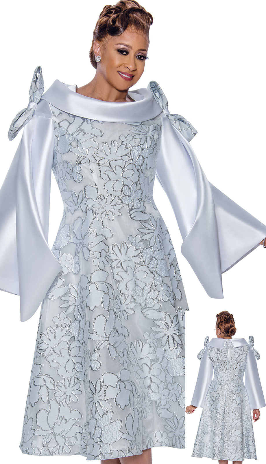 Dorinda Clark Cole 5341-WHT-QS Ladies Church Dress