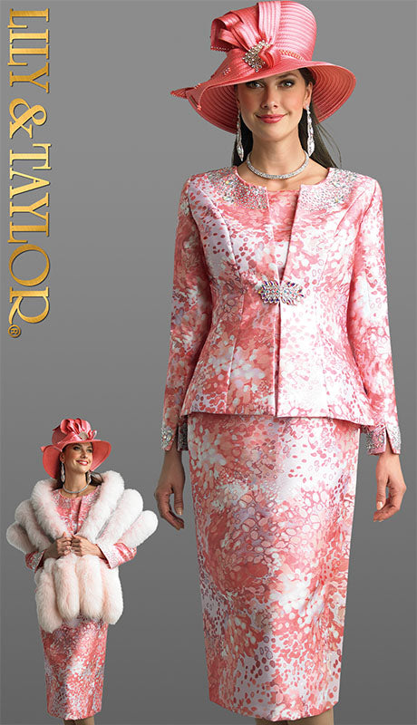 Lily And Taylor 3800-PWM-H Church Suit-Hat