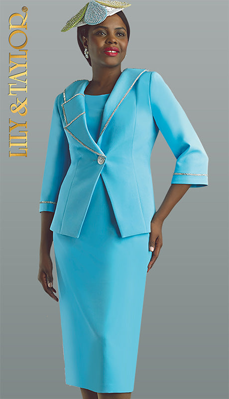 Lily And Taylor 4631-BLU Church Suit