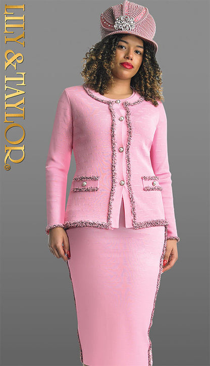 Lily And Taylor 731-PNK Womens Church Suit