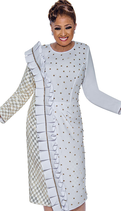 Dorinda Clark Cole 5411-WHT-QS Ladies Church Dress