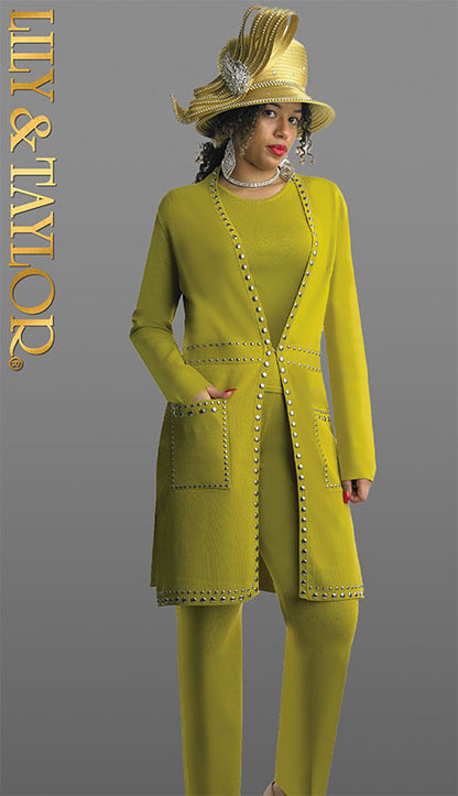 Lily And Taylor 783-KIWI Ladies Pant Suit