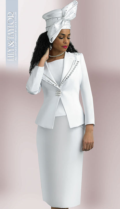 Lily And Taylor 4635-WHT Church Suit