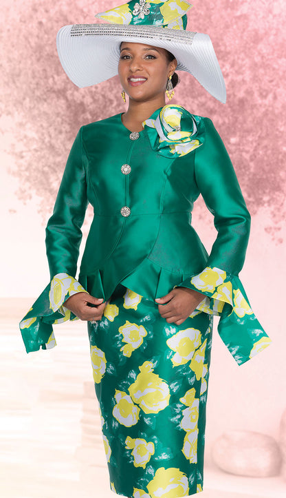 Elite Champagne 6061-GRN Church Suit-Hat