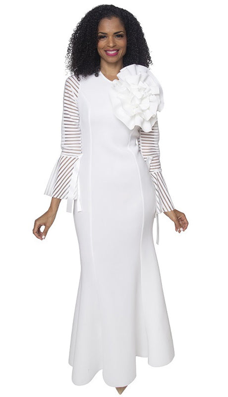 Diana Couture D1054-WH Church Dress
