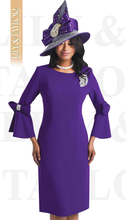 Lily And Taylor 4154-PU Church Dress - Hat