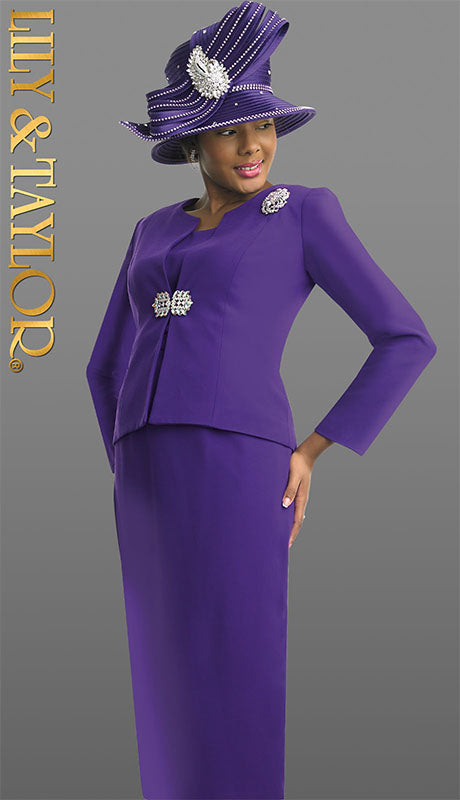 Lily And Taylor 3052-PUR Church Suit