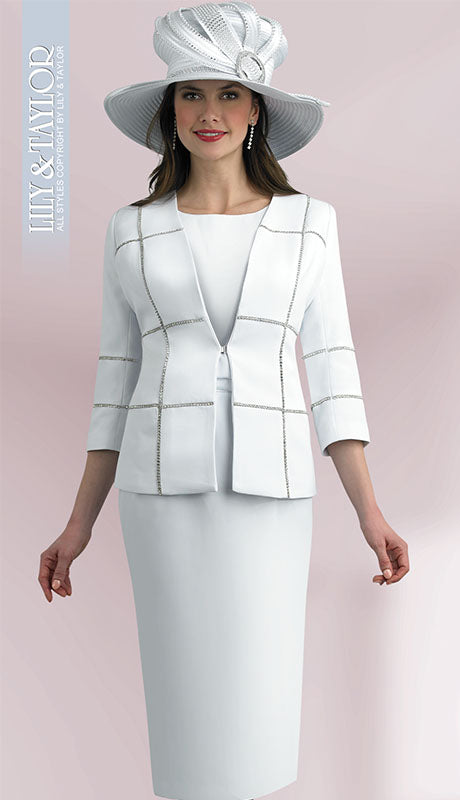 Lily And Taylor 4623-WHT Church Suit